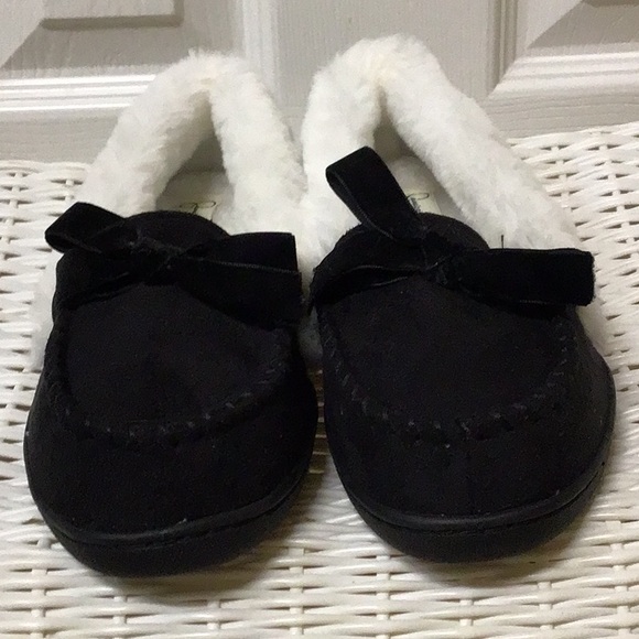 BLACK & WHT FUR INDOOR/OUT SLIPPERS S 6/7 - Picture 4 of 9